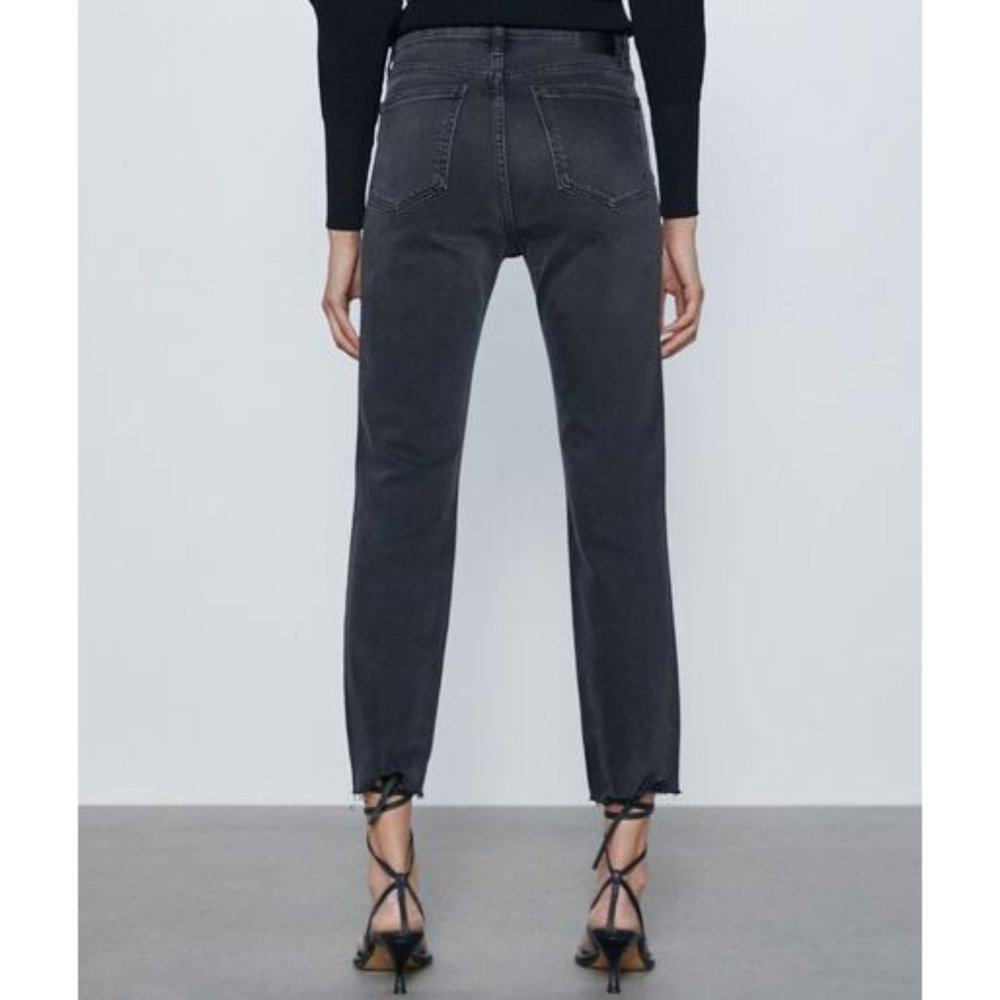 Zara Premium Slim Jeans Sky Black Distressed Grey - Picture 3 of 11